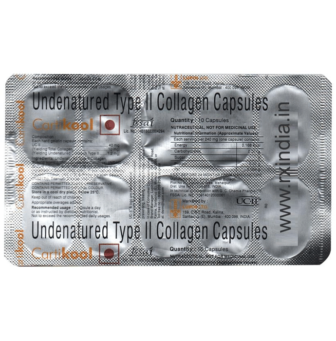Cartikool Undenatured Type II Collagen Capsule Buy strip of 10