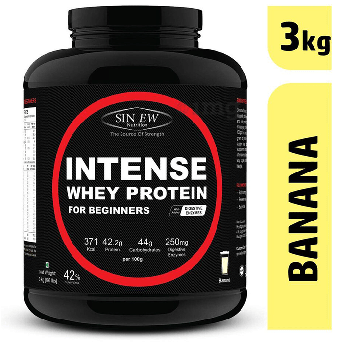 Sinew Nutrition Intense Whey Protein for Beginners with Digestive Enzymes Banana