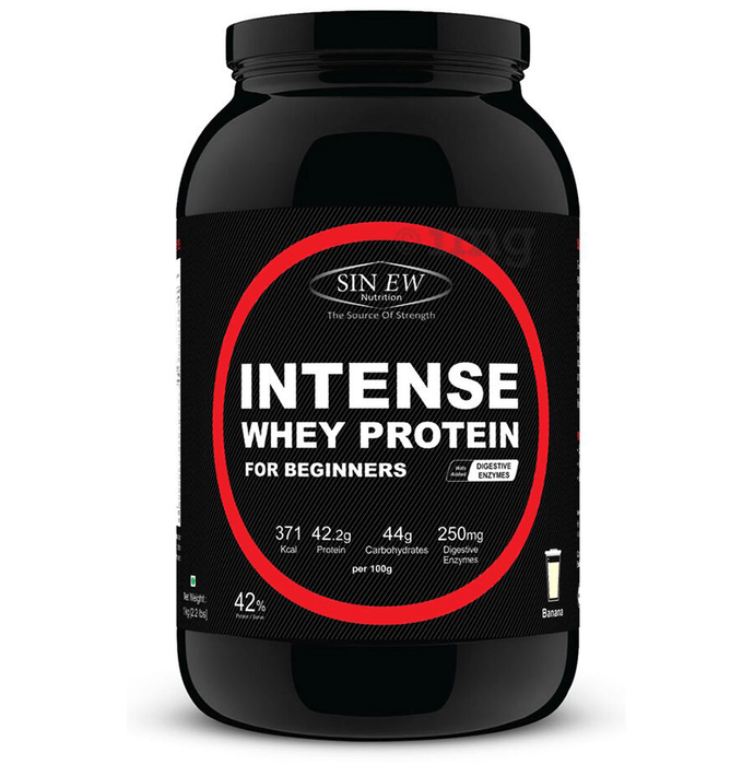 Sinew Nutrition Intense Whey Protein for Beginners with Digestive Enzymes Banana
