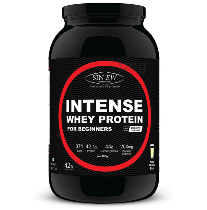 Sinew Nutrition Intense Whey Protein for Beginners with Digestive Enzymes Kesar Pista Badam