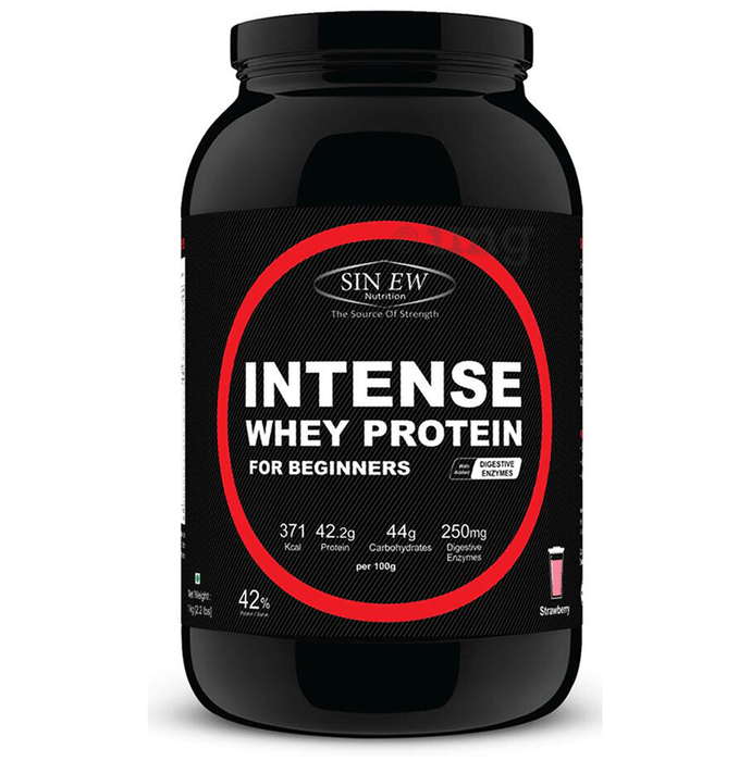 Sinew Nutrition Intense Whey Protein for Beginners with Digestive Enzymes Strawberry