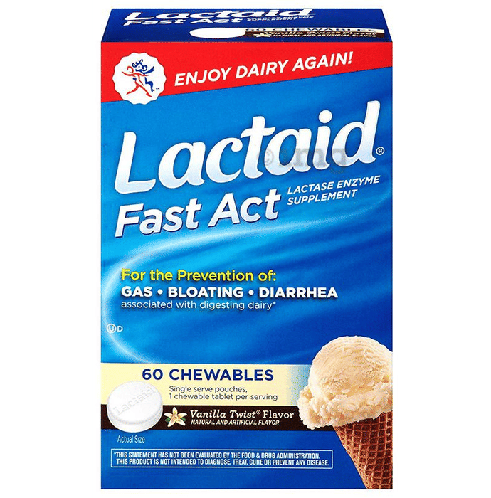 Lactaid Fast Act Lactase Enzyme Chewable Tablet Vanilla Twist Buy box