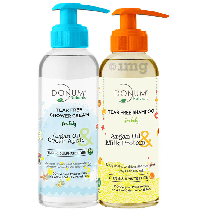 Donum Naturals Combo Pack of Tear Free Shower Cream & Tear Free Shampoo for Baby