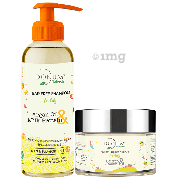 Donum Naturals Combo Pack of Saffron & Vitamin F Cream and Tear Free Shampoo for Baby