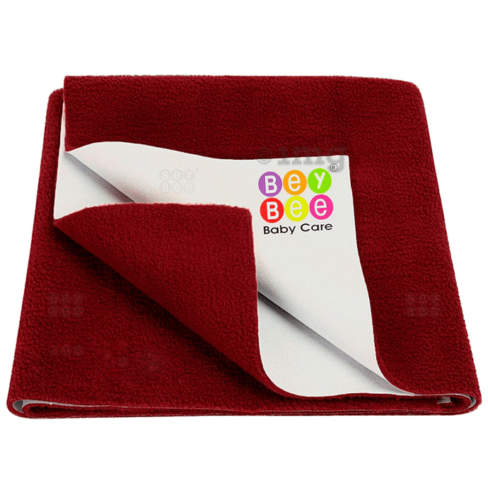 Bey Bee Waterproof Baby Bed Protector Dry Sheet for New Born Babies (70cm X 50cm) Small Maroon