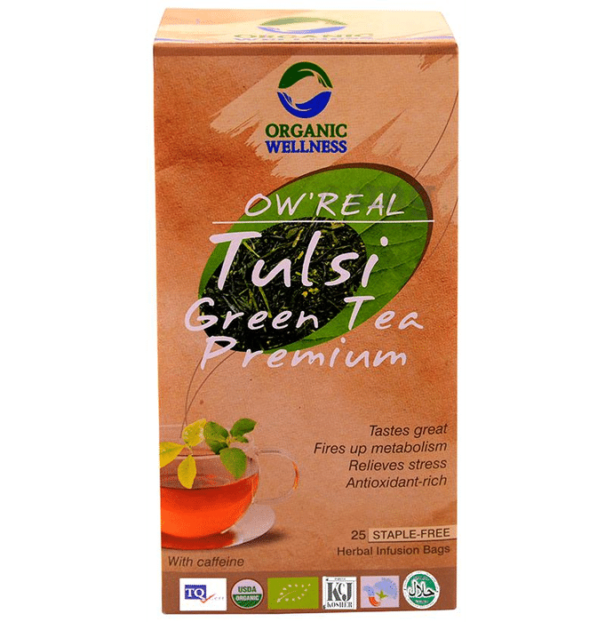 Organic Wellness OW' Real Tulsi Herbal Infusion Bags Green Tea Premium