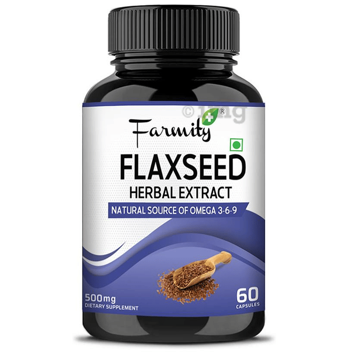 Farmity Flaxseed Extract 500mg Capsule Buy bottle of 60 capsules at