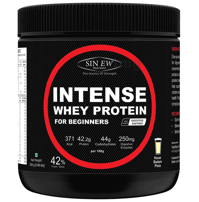 Sinew Nutrition Intense Whey Protein for Beginners with Digestive Enzymes Kesar Pista Badam