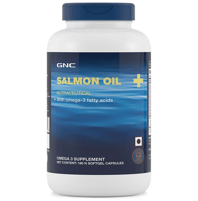 GNC Salmon Oil Plus Softgel Capsules: Buy bottle of 180 soft gelatin  capsules at best price in India | 1mg