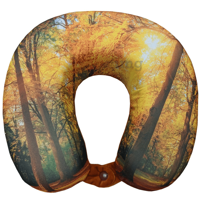 Viaggi Super Soft Memory Foam Neck Pillow Yellow Forest
