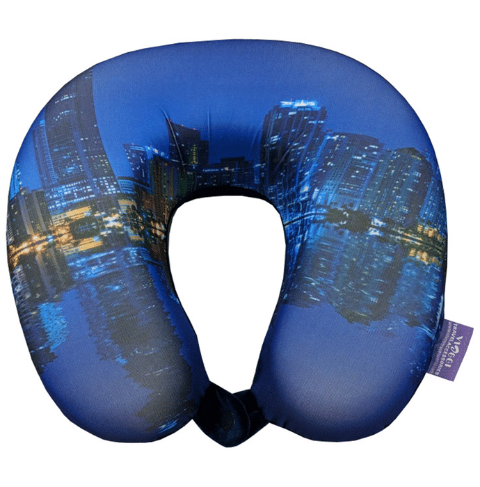 Viaggi Super Soft Memory Foam Neck Pillow City Blue