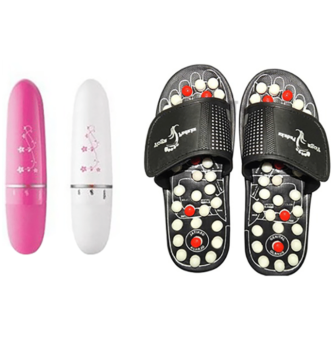Dominion Care Combo Pack of Accupressure Massage Slipper and Eye Massager