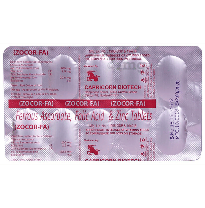 Zocor Fa Tablet Buy Strip Of 10 Tablets At Best Price In India 1mg