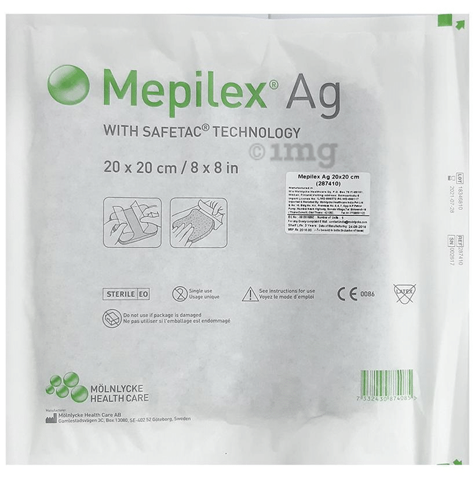 mepilex ag dressing 8 x 8 inch square sterile 5 count