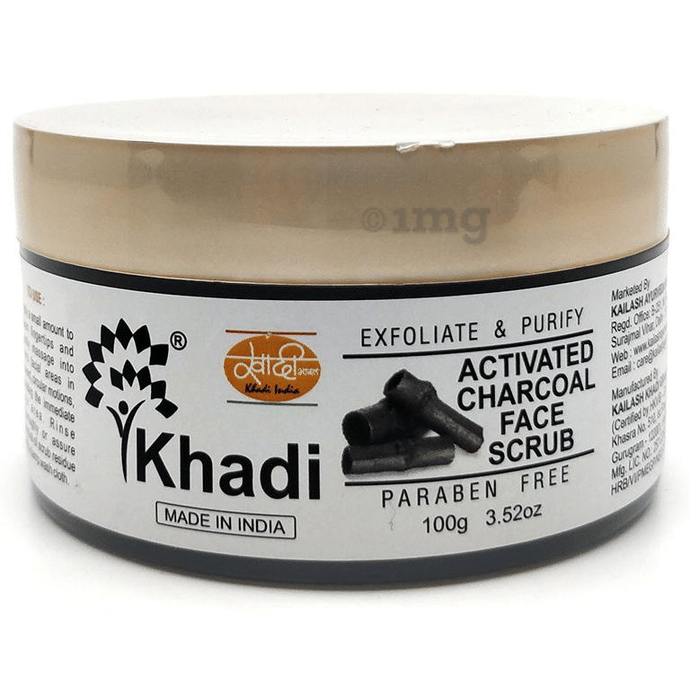 Khadi India Activated Charcoal Face Scrub Buy jar of 100 gm Scrub at