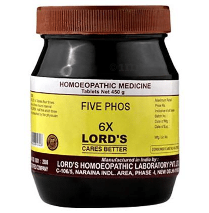 Five Phos 6x Homeopathic Medicine Uses Lord's Five Phos Biocombination Tablet 6X: Buy bottle of 450 gm