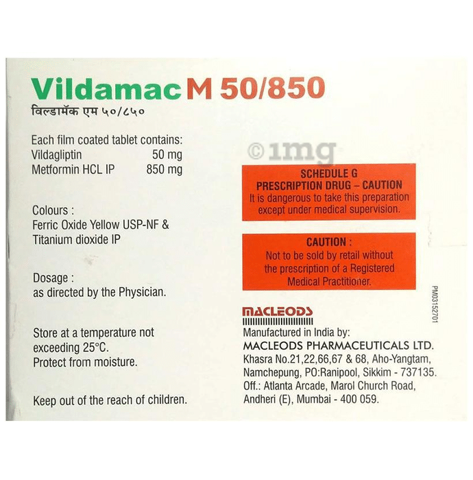 Vildamac M 50 850 Tablet View Uses Side Effects Price And Substitutes 1mg Vildamac M 50 850 Tablet View Uses Side Effects Price And Substitutes 1mg