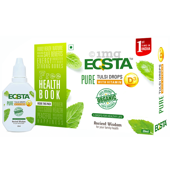 Eqsta Pure Tulsi Drop with Vitamin D3 with Health Book Free