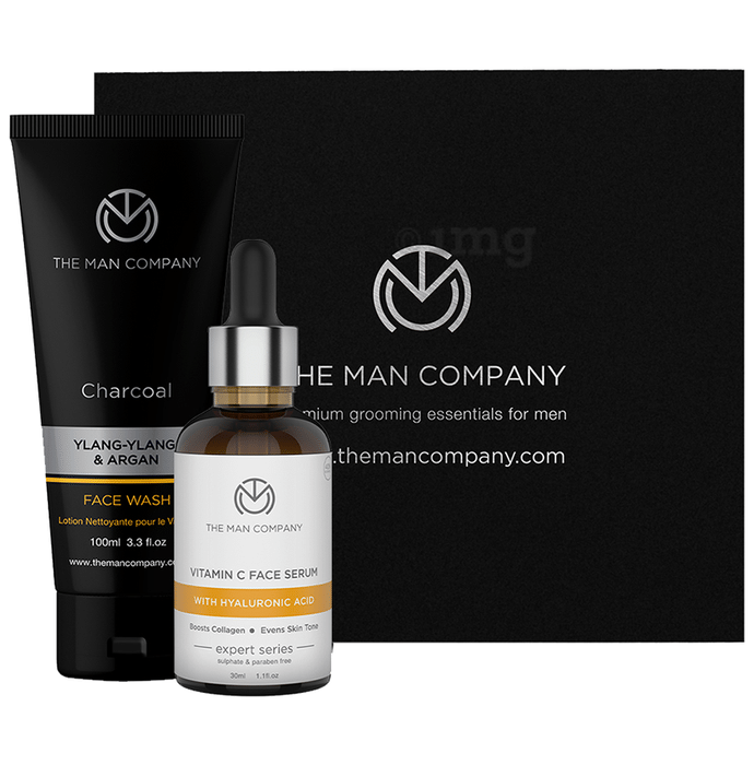 The Man Company Premium Grooming Essentials for Men (Charcoal Face Wash 100ml & Vitamin C Face Serum 30ml)