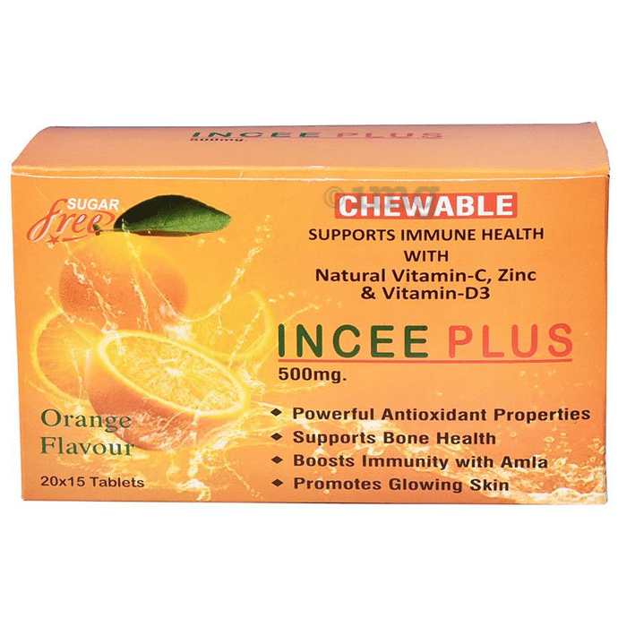 Incee Plus Vitamin C,D3,Zinc Chewable Tablet Orange Sugar Free