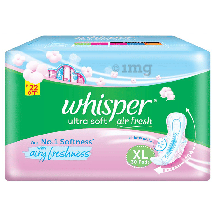 Whisper Ultra Soft Sanitary Pads XL Buy packet of 30 pads at best