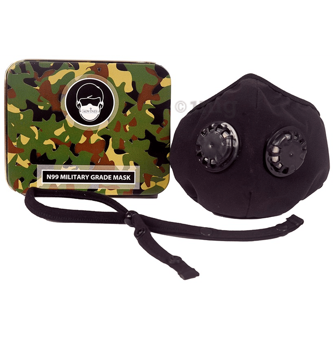 Advind Healthcare Military Grade N99 Mask with 2 Valves Large Black