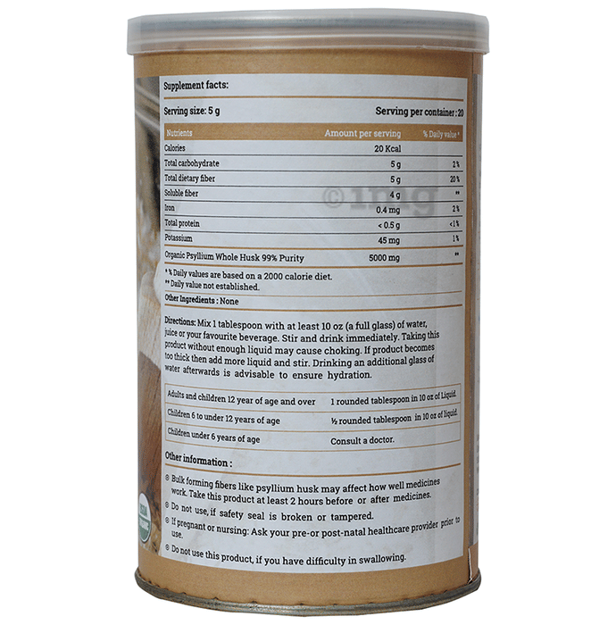 Geo Fresh Organic Psyllium Whole Husk: Buy bottle of 100 gm ...