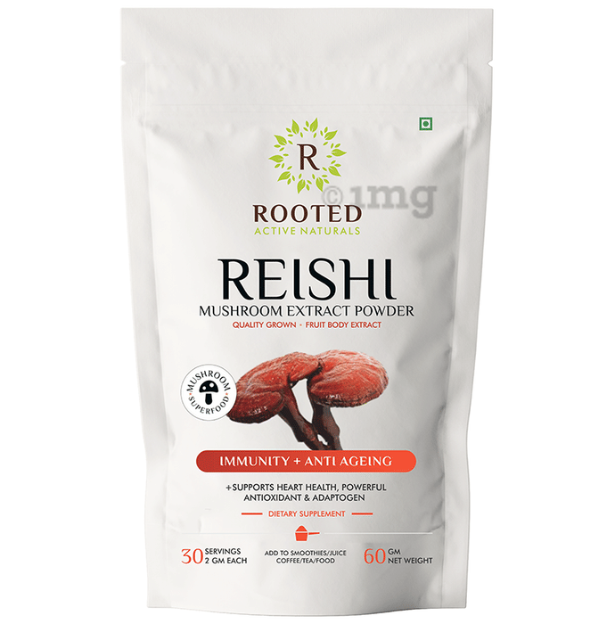 Rooted Active Naturals Reishi Mushroom Extract Powder Buy packet of 60