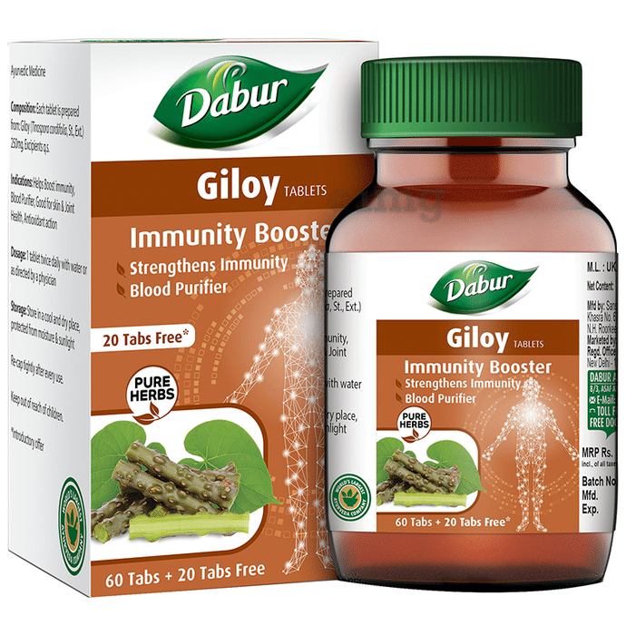 Dabur Pure Herbs Immunity Booster Giloy Tablets - Get 20 Tablets Free