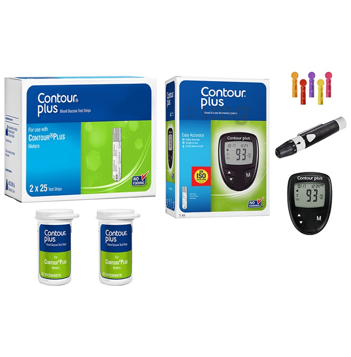 Contour Plus Combo of Blood Glucose Monitoring System & 50 Test Strips