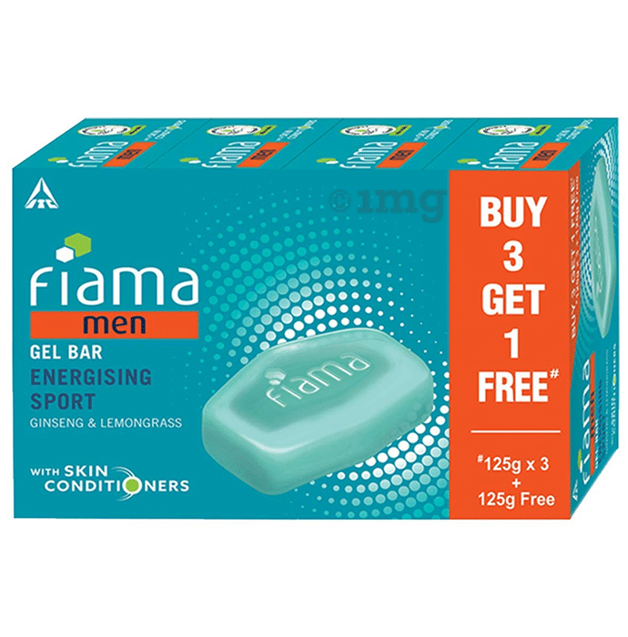 Fiama Men Gel Bar Energising Sport Buy 3 Get 1 Free (125gm Each)
