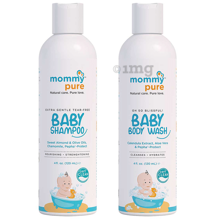 Mommypure Combo Pack of Extra Gentle Tear-Free Shampoo and Oh So Blissful! Baby Body Wash (120ml Each)