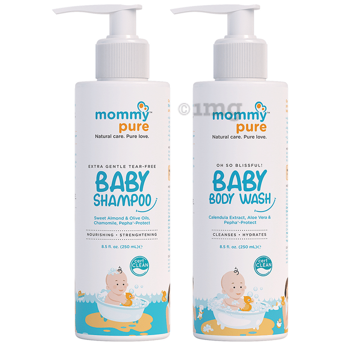 Mommypure Combo of Extra Gentle Tear-Free Shampoo and Oh So Blissful! Baby Body Wash (250ml Each)