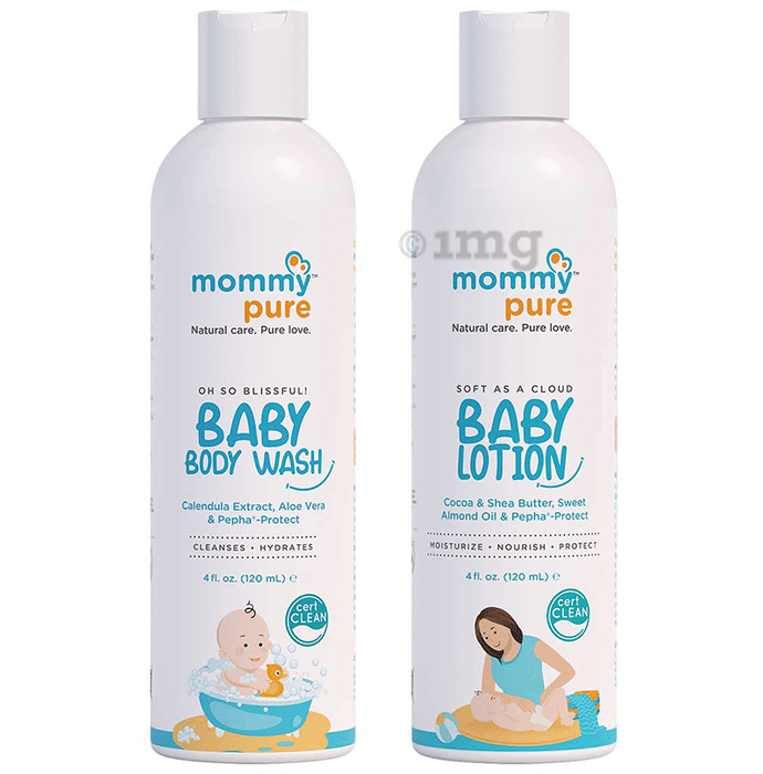 Mommypure Combo Pack of Oh So Blissful! Baby Body Wash and Soft As A Cloud Baby Lotion (120ml Each)