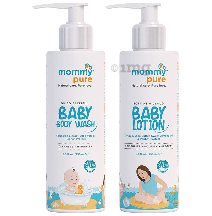 Mommypure Combo Pack of Oh So Blissful! Baby Body Wash and Soft As A Cloud Baby Lotion (250ml Each)