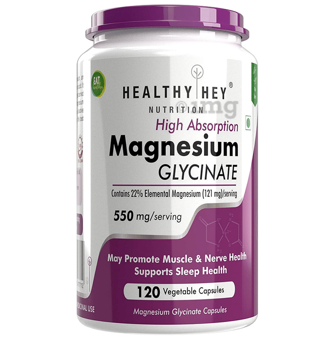 HealthyHey Magnesium Glycinate 550mg Vegetable Capsules Buy bottle of