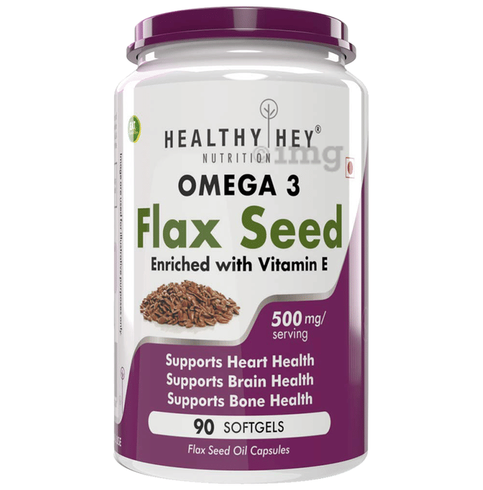 HealthyHey Omega 3 Flax Seed with Vitamin E 500mg Softgels Buy bottle