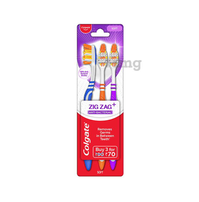 Colgate Zig Zag+ Anti-Bacterial Toothbrush (Buy 2 Get 1 Free) Soft