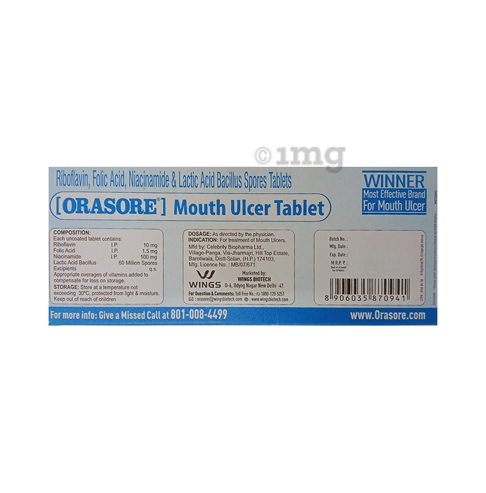 Orasore Mouth Ulcer Tablet Buy Strip Of 10 Tablets At Best Price In India 1mg
