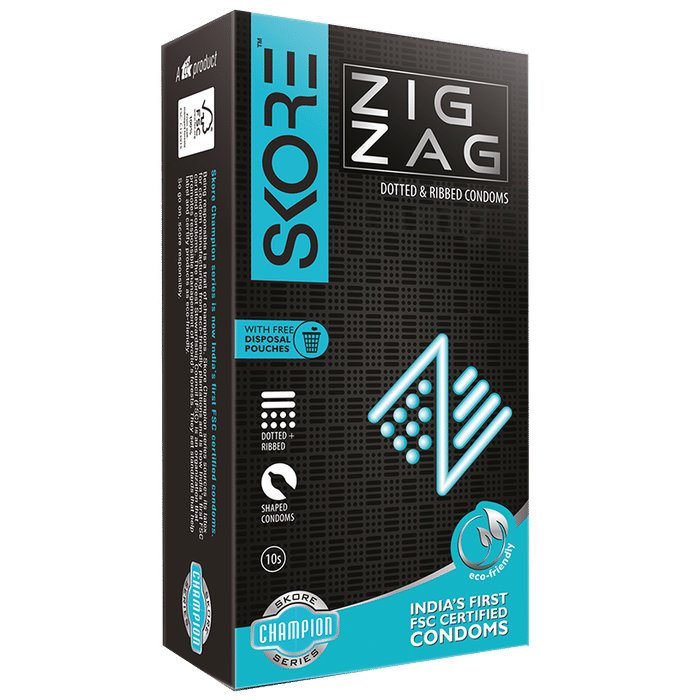 Skore Zig Zag Dotted & Ribbed Condoms