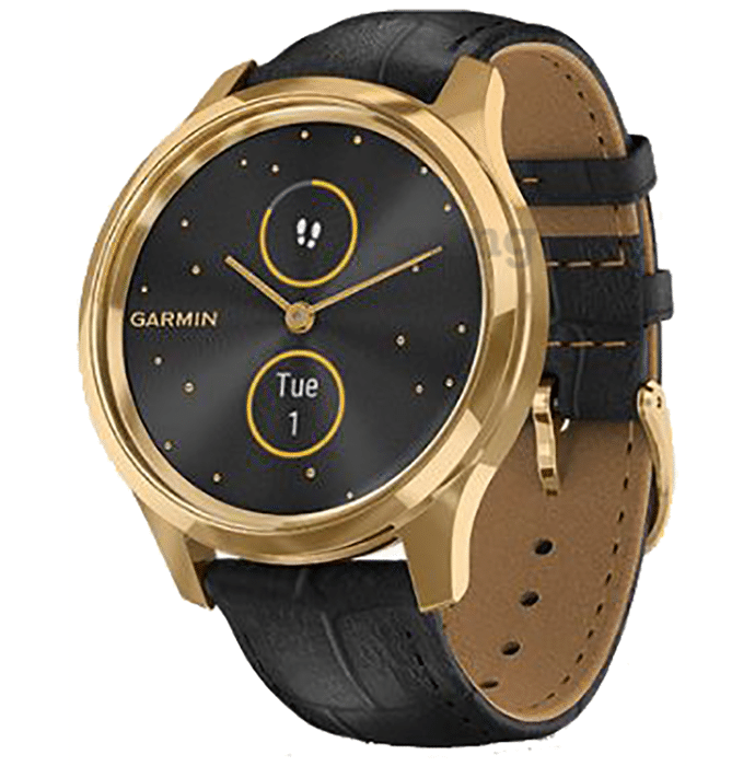 Garmin Vivomove Luxe with Leather Band Hybrid Smartwatch Gold-Black