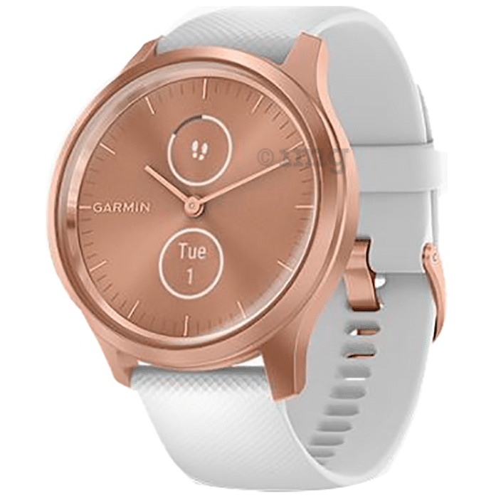 Garmin Vivomove Style with Silicone Band Hybrid Smartwatch Rose Gold-White