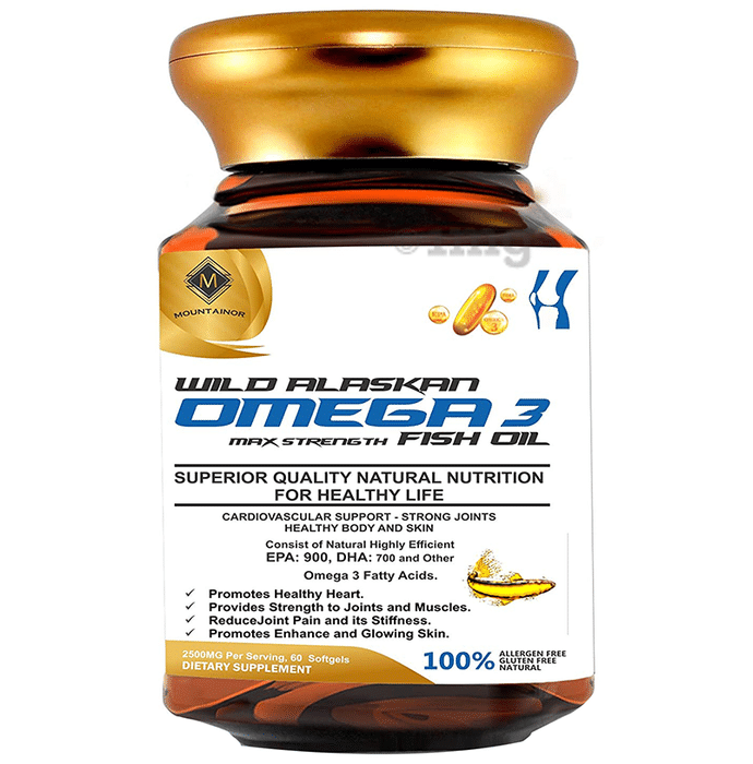 Mountainor Wild Alaskan Omega 3 Max Strength Fish Oil Softgel