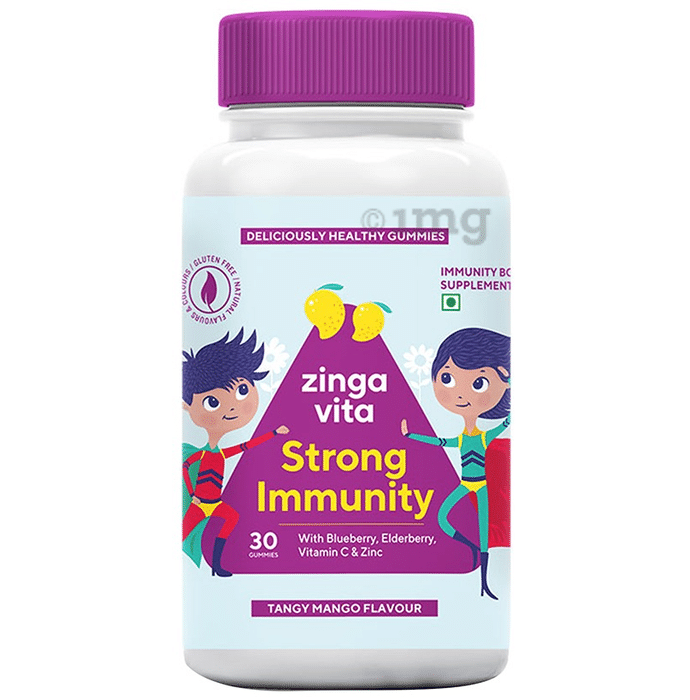 Zingavita Strong Immunity Multivitamin Gummies for kids (with Blueberry & Elderberry) Tangy Mango