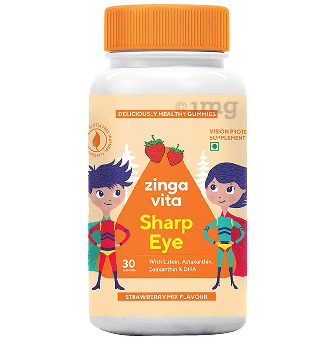 Zingavita Sharp Eye Multivitamin Gummies for Kids (with Essential Eye Vitamins) Strawberry Mix