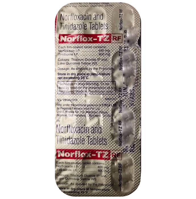 Norflox-Tz Rf Tablet: View Uses, Side Effects, Price And Substitutes | 1Mg