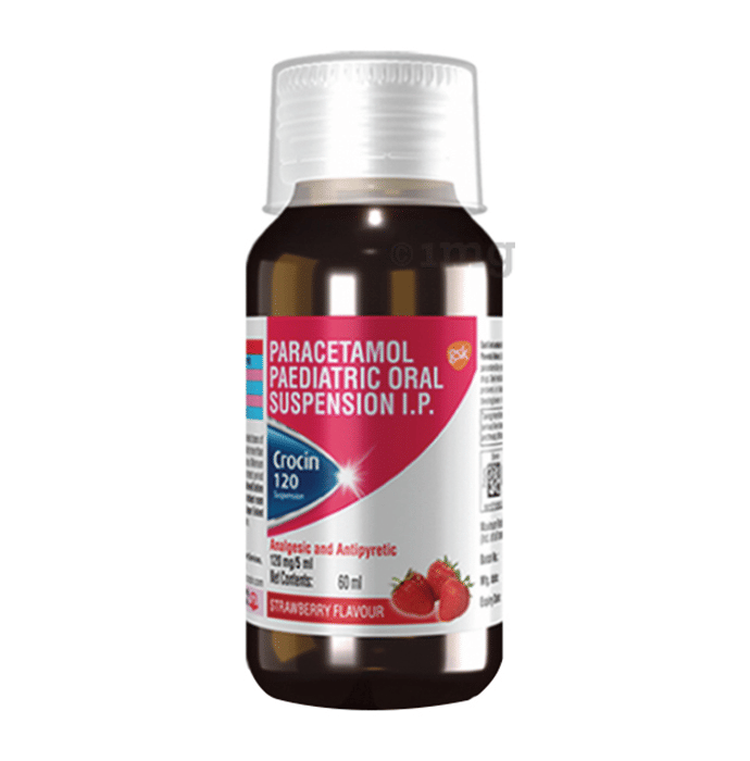 Crocin 120 Suspension Strawberry Buy Bottle Of 60 Ml Suspension At Best Price In India 1mg