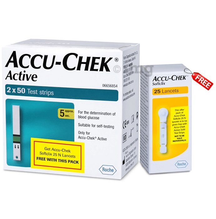 Accu-Chek Active Test Strip with Accu-Chek Softclix 25 Lancets Free