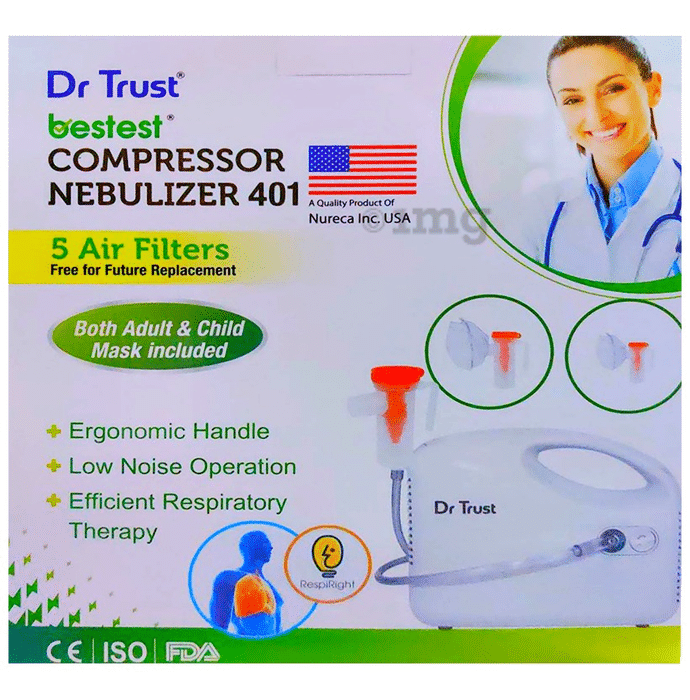 Dr Trust USA Bestest Compressor Nebulizer 401 Machine Kit White