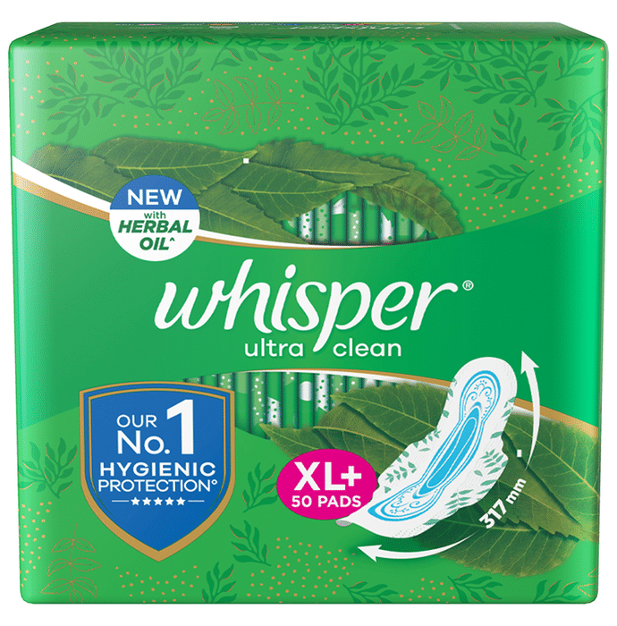 Whisper Ultra Clean with Herbal Oil Sanitary Pads XL+